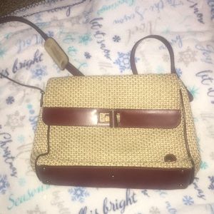 E.AIGNER STRAW AND LEATHER BAG